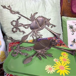 1900s Brass Musical Wall Ornaments